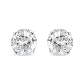 10K White Gold 3/8 Cttw Round Brilliant-Cut Near Colorless Near Colorless Diamond Classic 4-Prong Stud Earrings (I-J Color, SI1-SI2 Clarity)