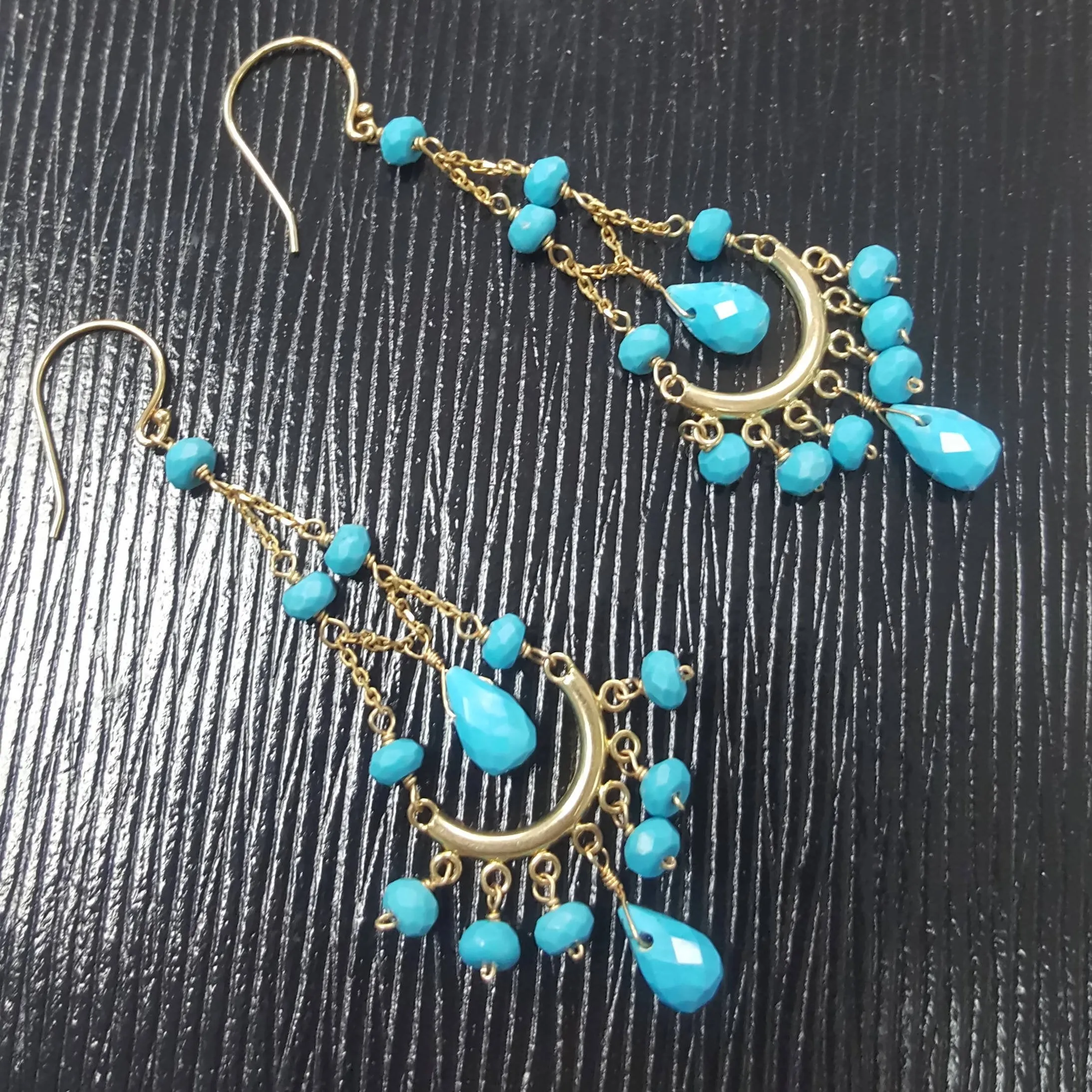 10KT Natural Turquoise Turquoise Earring Turquoise jewelry Sleeping Beauty Gift for Mom 10K YG Half Moon Earring Sleeping Beauty Turquoise SKU: 00107882