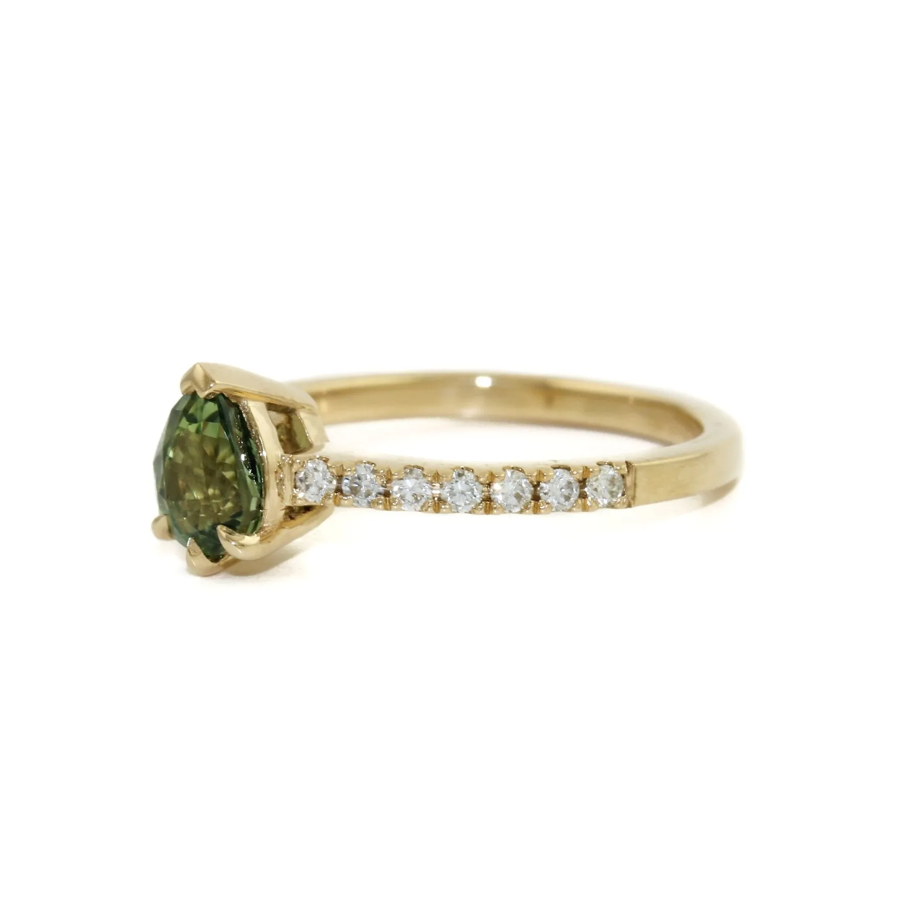 14 KT Gold Teardrop Sapphire x Pave Diamond Engagement by Kingdom