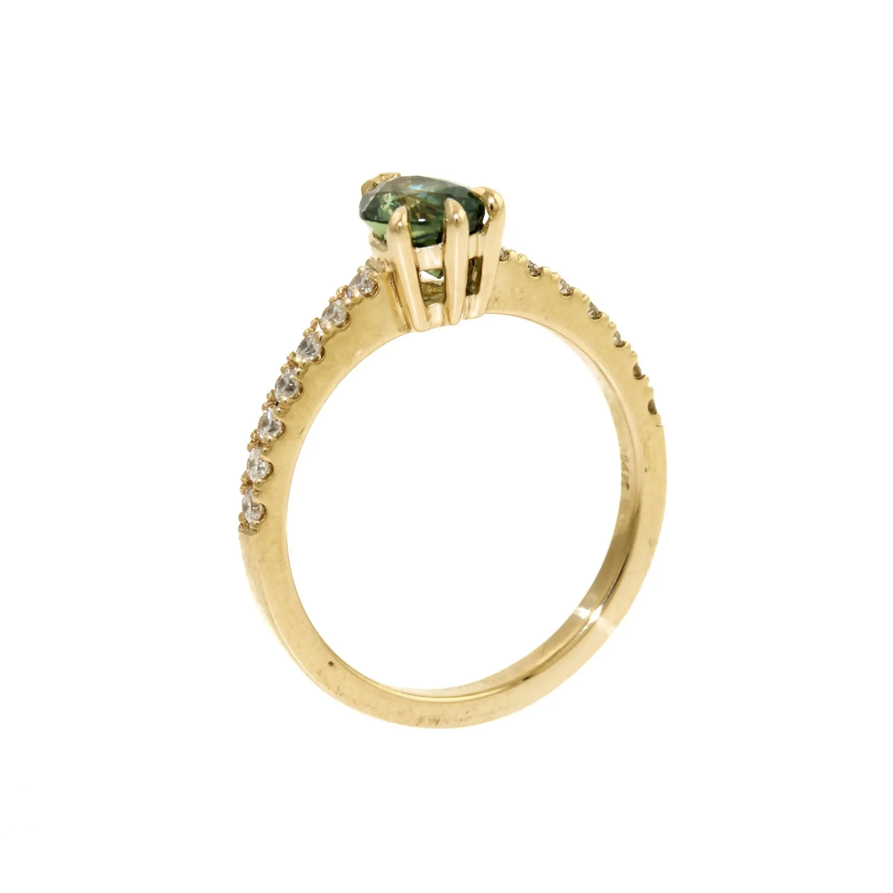 14 KT Gold Teardrop Sapphire x Pave Diamond Engagement by Kingdom