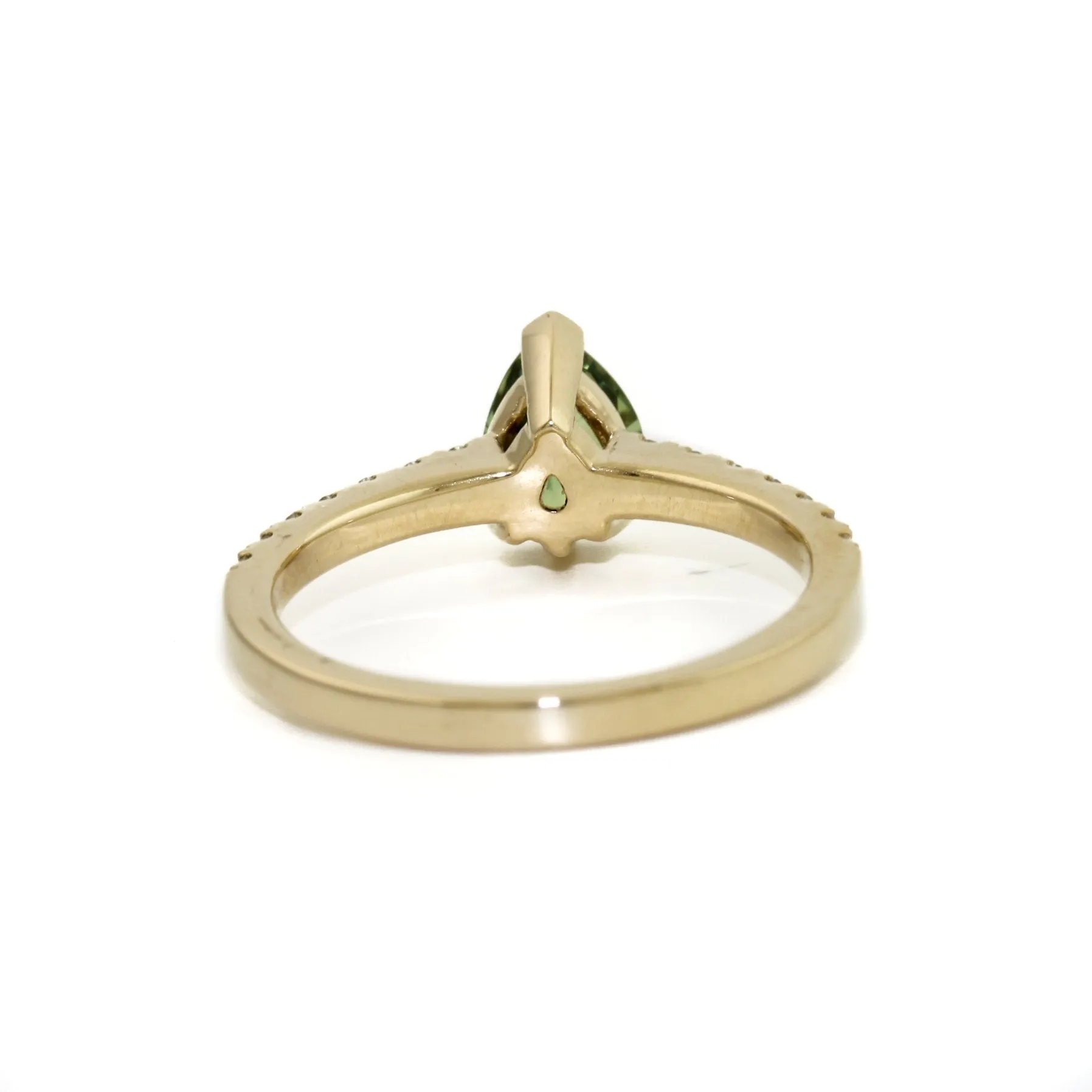 14 KT Gold Teardrop Sapphire x Pave Diamond Engagement by Kingdom