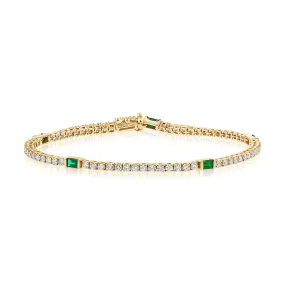 14k Gold Diamond & Emerald Tennis Bracelet