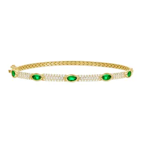 14K Gold Diamond and Emerald Bangle