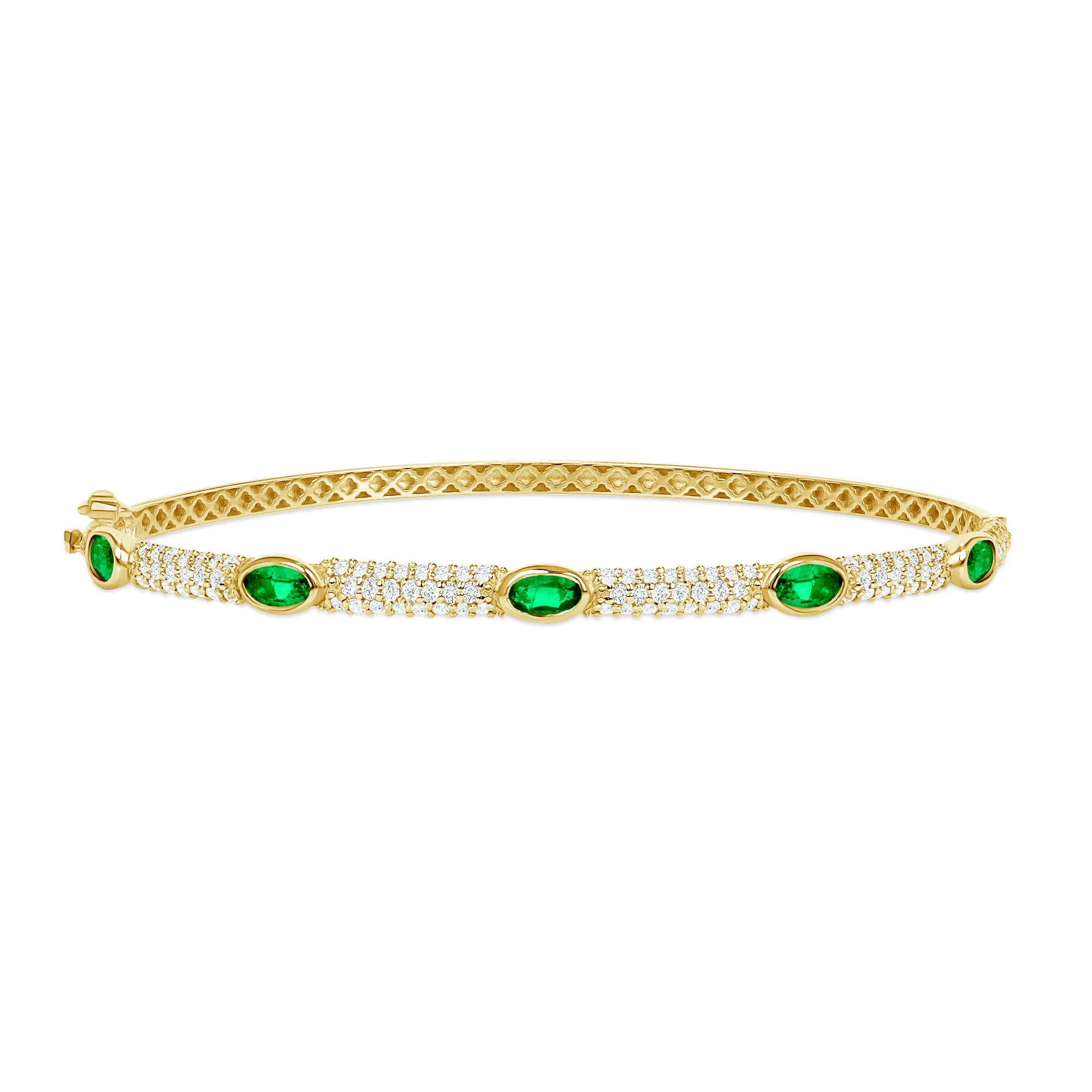 14K Gold Diamond and Emerald Bangle