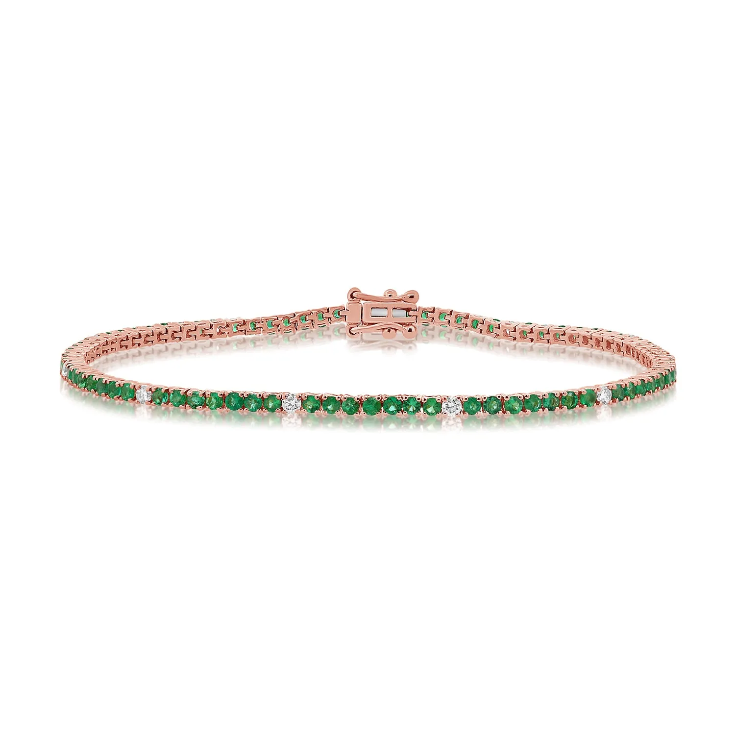 14k Gold, Green Emerald & Diamond Bracelet