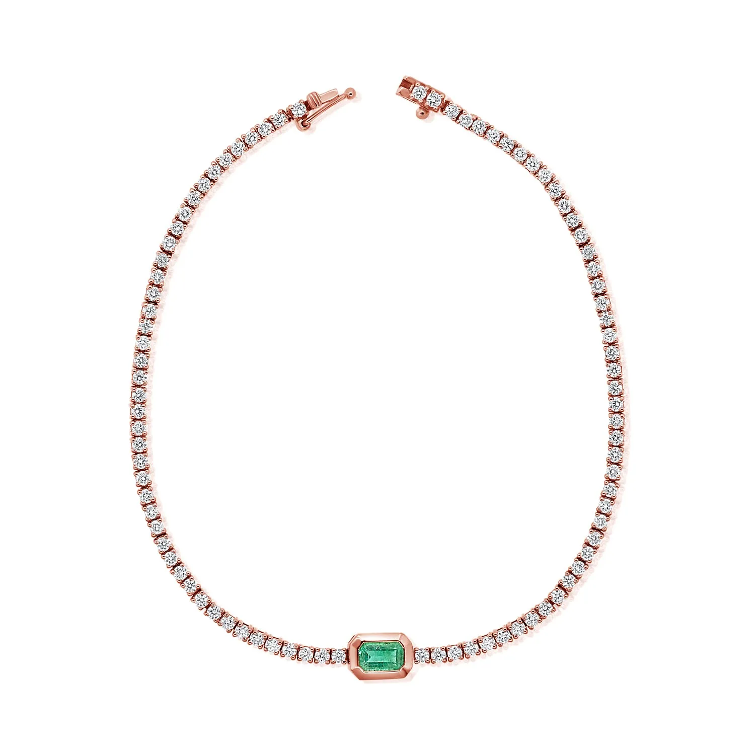 14k Gold Green Emerald & Diamond Tennis Bracelet