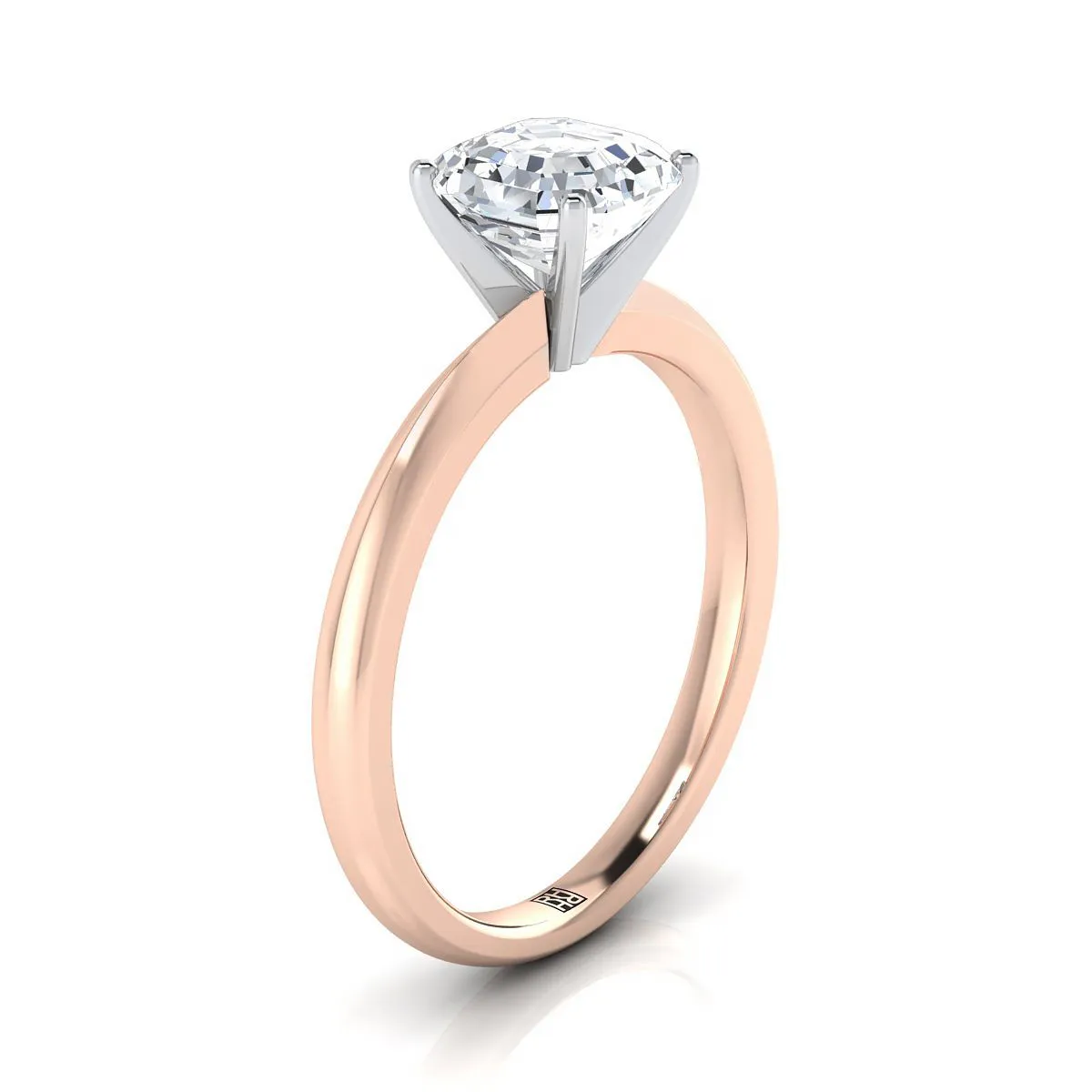 14K Rose Gold Asscher Cut  Petite Knife Edge Solitaire Engagement Ring