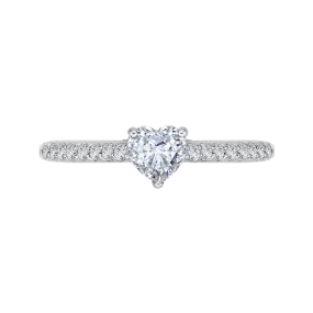 14K White Gold Heart Diamond Vintage Engagement Ring