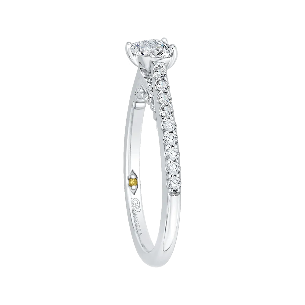 14K White Gold Heart Diamond Vintage Engagement Ring