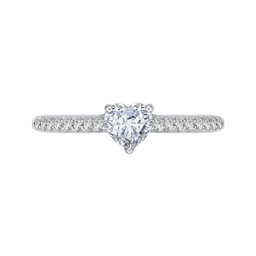 14K White Gold Heart Diamond Vintage Engagement Ring