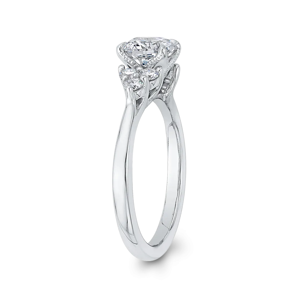 14K White Gold Round Diamond Classic Engagement Ring (Semi Mount)