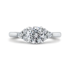 14K White Gold Round Diamond Classic Engagement Ring (Semi Mount)