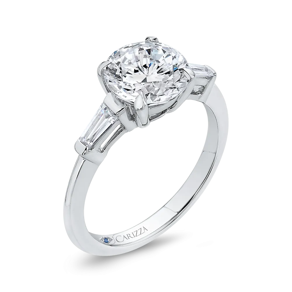 14K White Gold Round Diamond Classic Engagement Ring (Semi Mount)