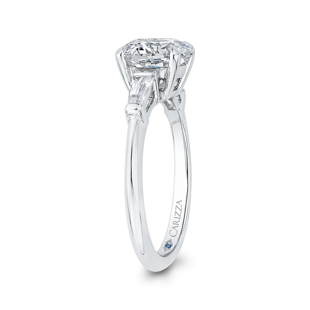 14K White Gold Round Diamond Classic Engagement Ring (Semi Mount)