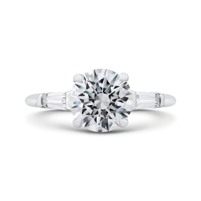 14K White Gold Round Diamond Classic Engagement Ring (Semi Mount)