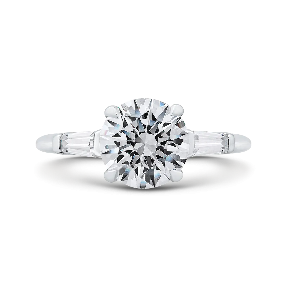 14K White Gold Round Diamond Classic Engagement Ring (Semi Mount)