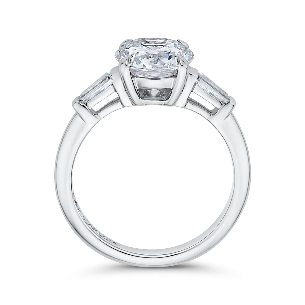 14K White Gold Round Diamond Classic Engagement Ring (Semi Mount)