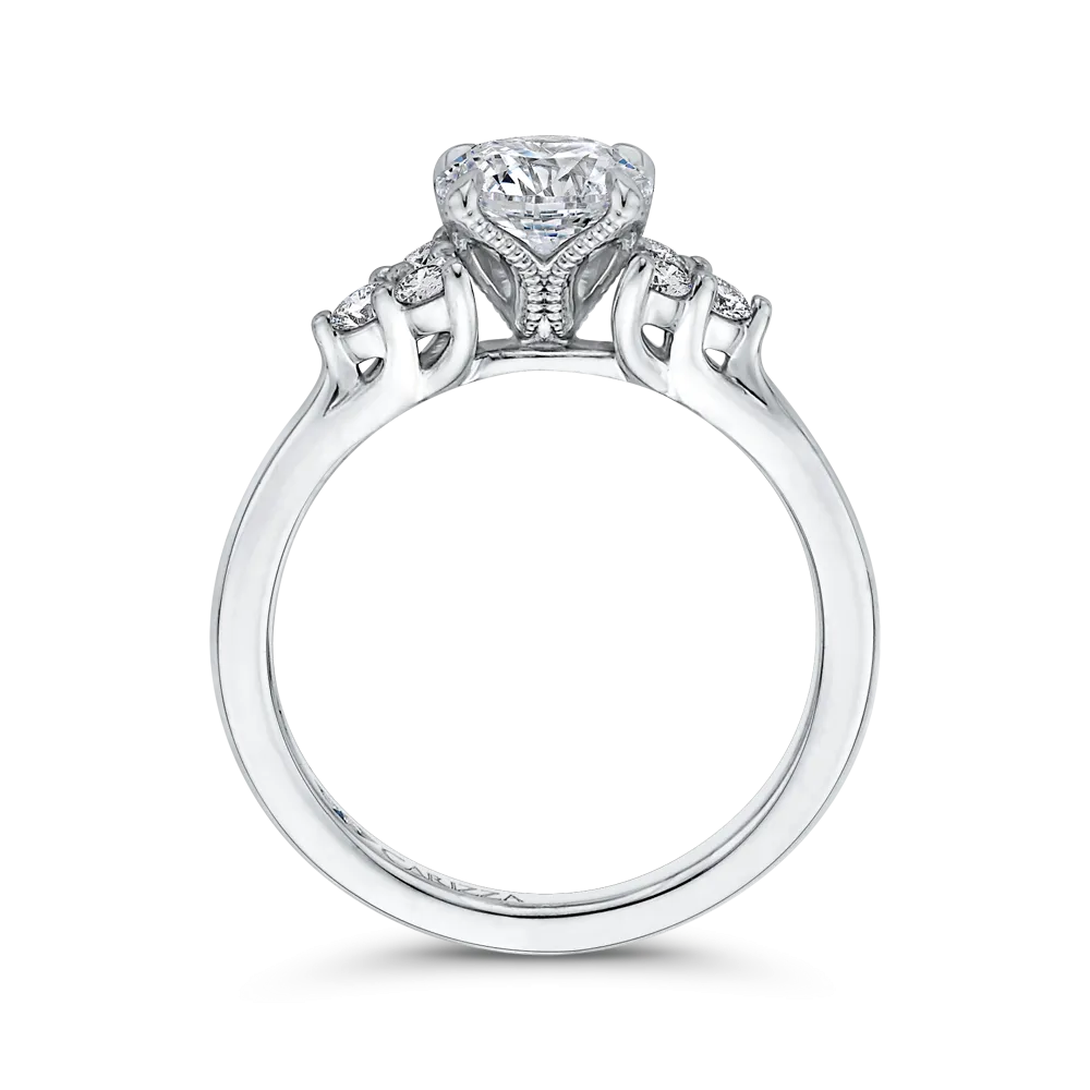 14K White Gold Round Diamond Classic Engagement Ring (Semi Mount)