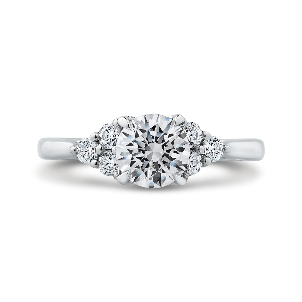 14K White Gold Round Diamond Classic Engagement Ring (Semi Mount)
