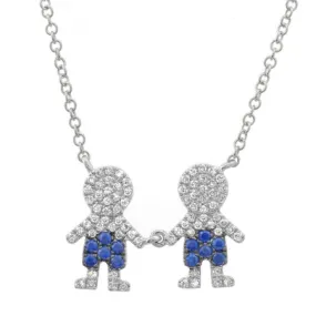 14K White Gold Sapphire Boys Necklace