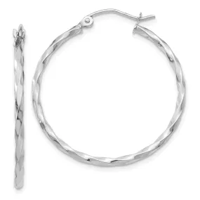14k White Gold Twist Polished Hoop Earring