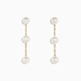 14K Yellow Gold Cultured Fresh Water Pearl Drop Earrings