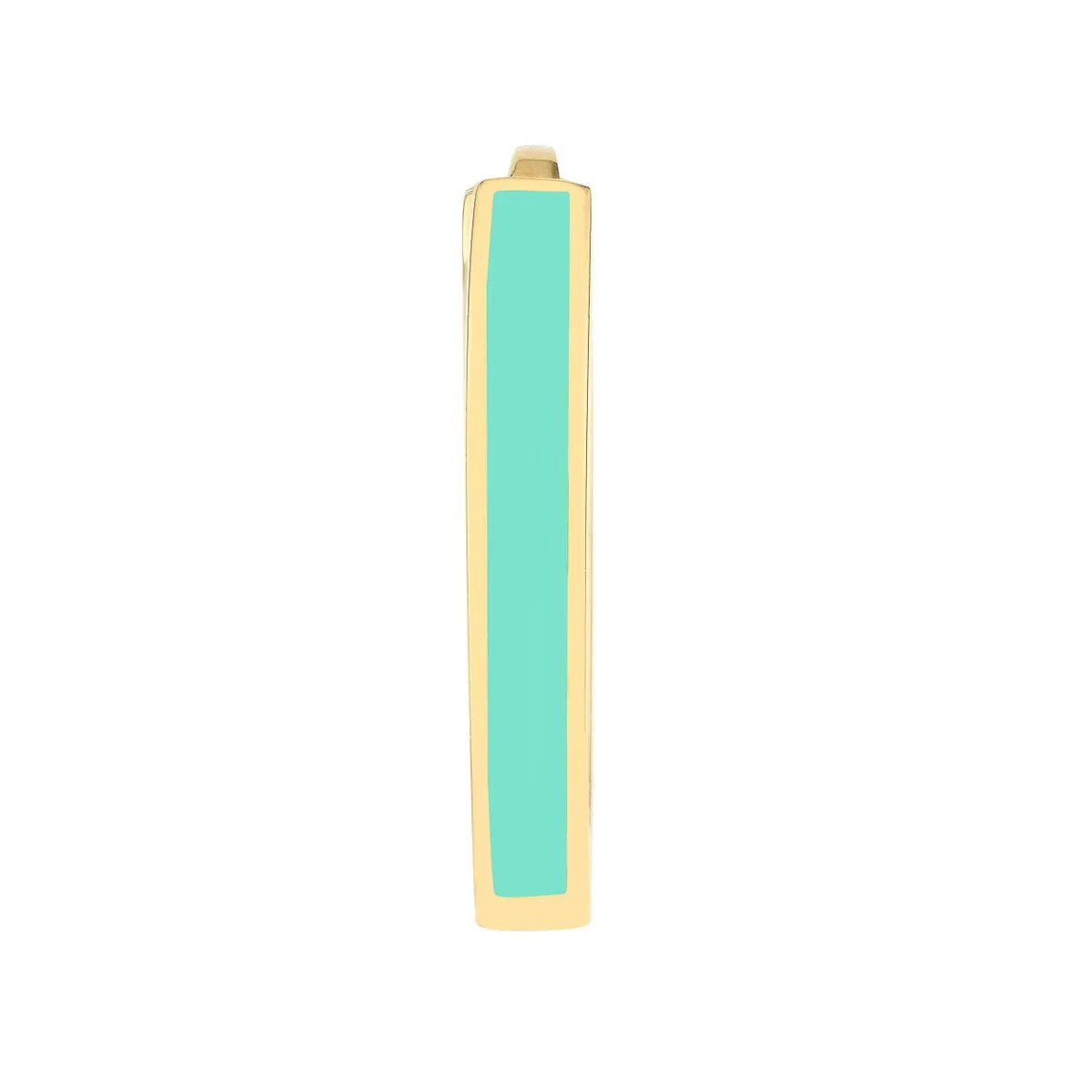 14K Yellow Gold Lt Turquoise Enamel Baby Hoop Earrings
