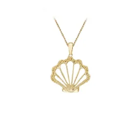 14k Yellow Gold Shell Pendant with 21 Yellow Sapphires