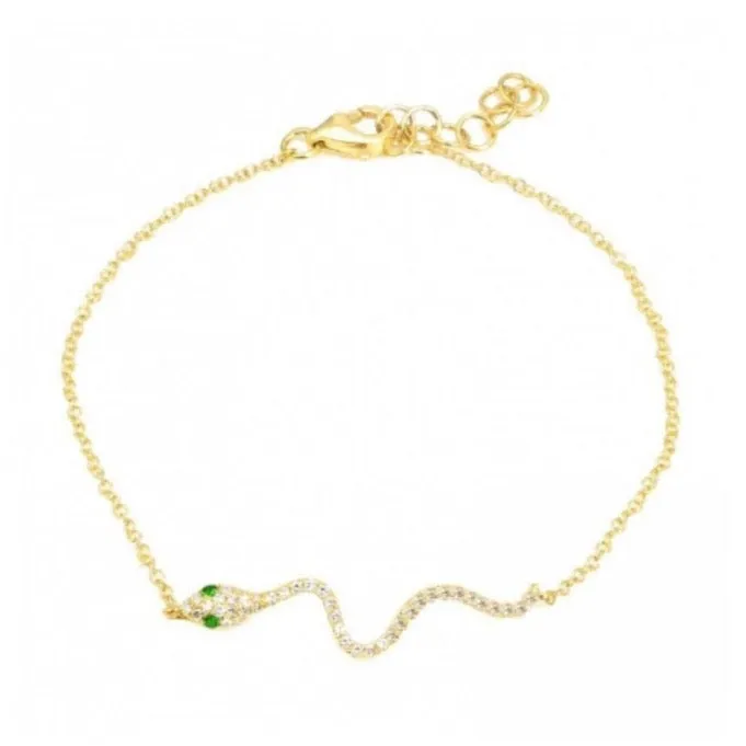 14K Yellow Gold Snake Diamond Bracelet