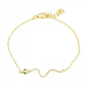 14K Yellow Gold Snake Diamond Bracelet