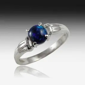 14KT WHITE GOLD BLACK OPAL RING