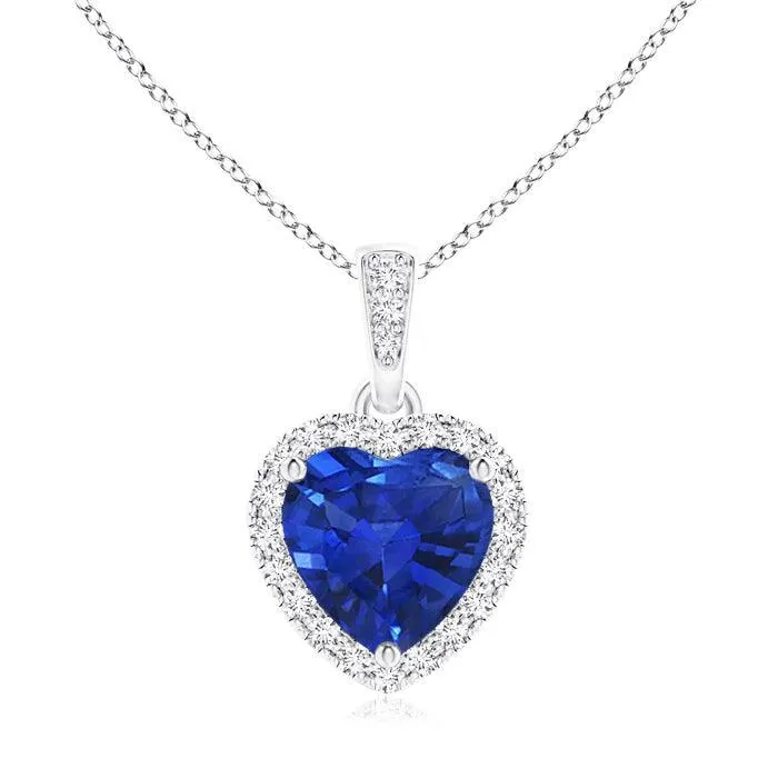 1.68 CT. Heart Sapphire and White Sapphire Pendant