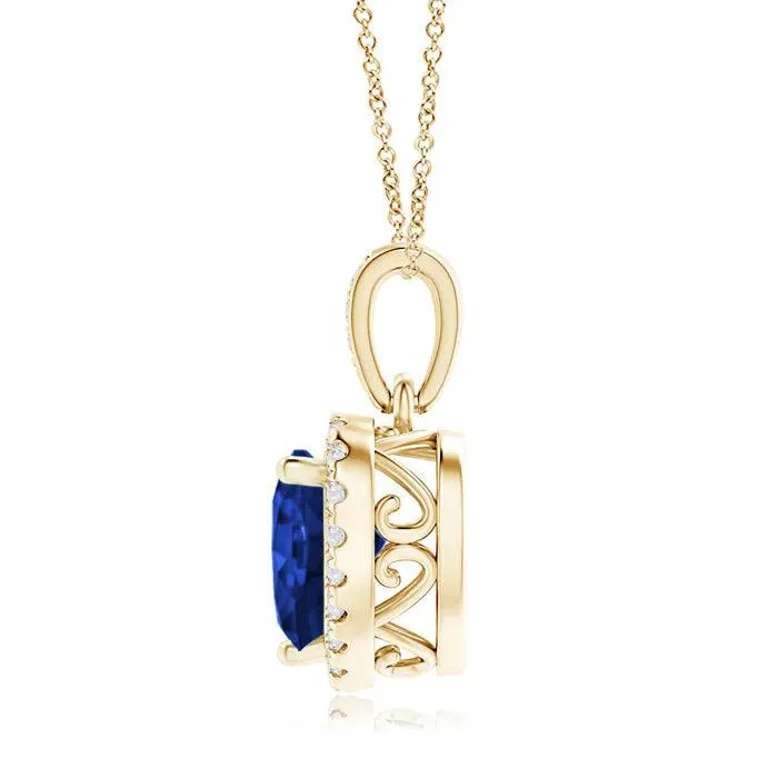 1.68 CT. Heart Sapphire and White Sapphire Pendant