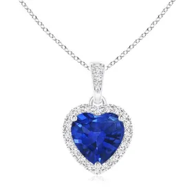 1.68 CT. Heart Sapphire and White Sapphire Pendant