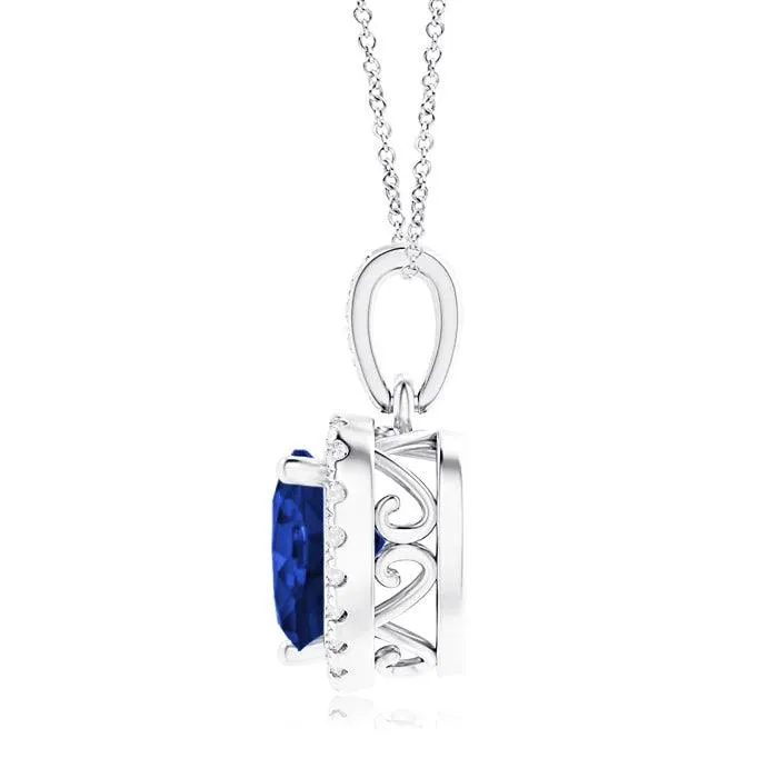 1.68 CT. Heart Sapphire and White Sapphire Pendant