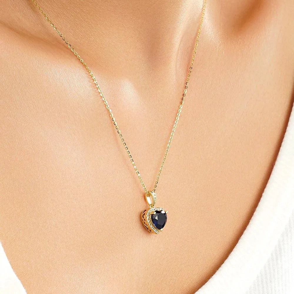 1.68 CT. Heart Sapphire and White Sapphire Pendant