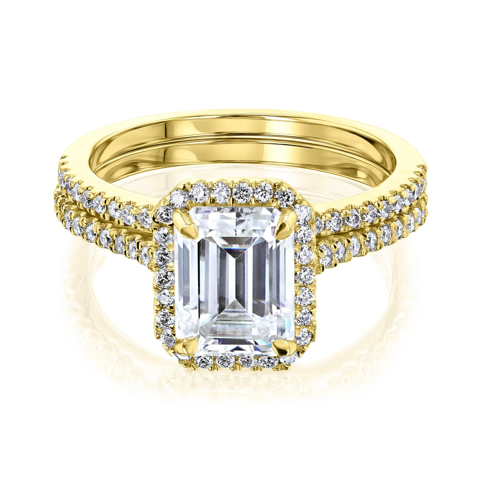 1.75ct Emerald Halo Bridal Set