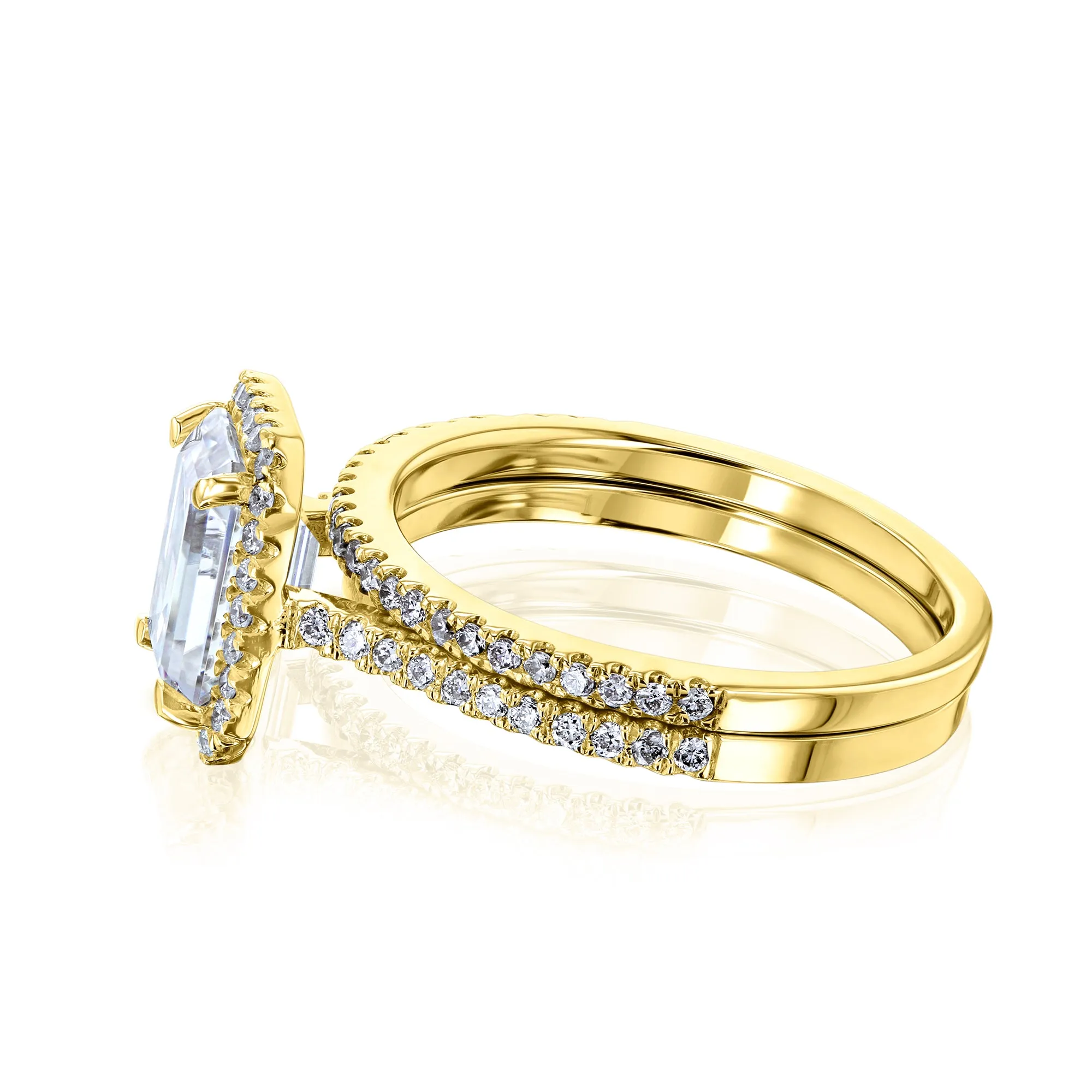 1.75ct Emerald Halo Bridal Set