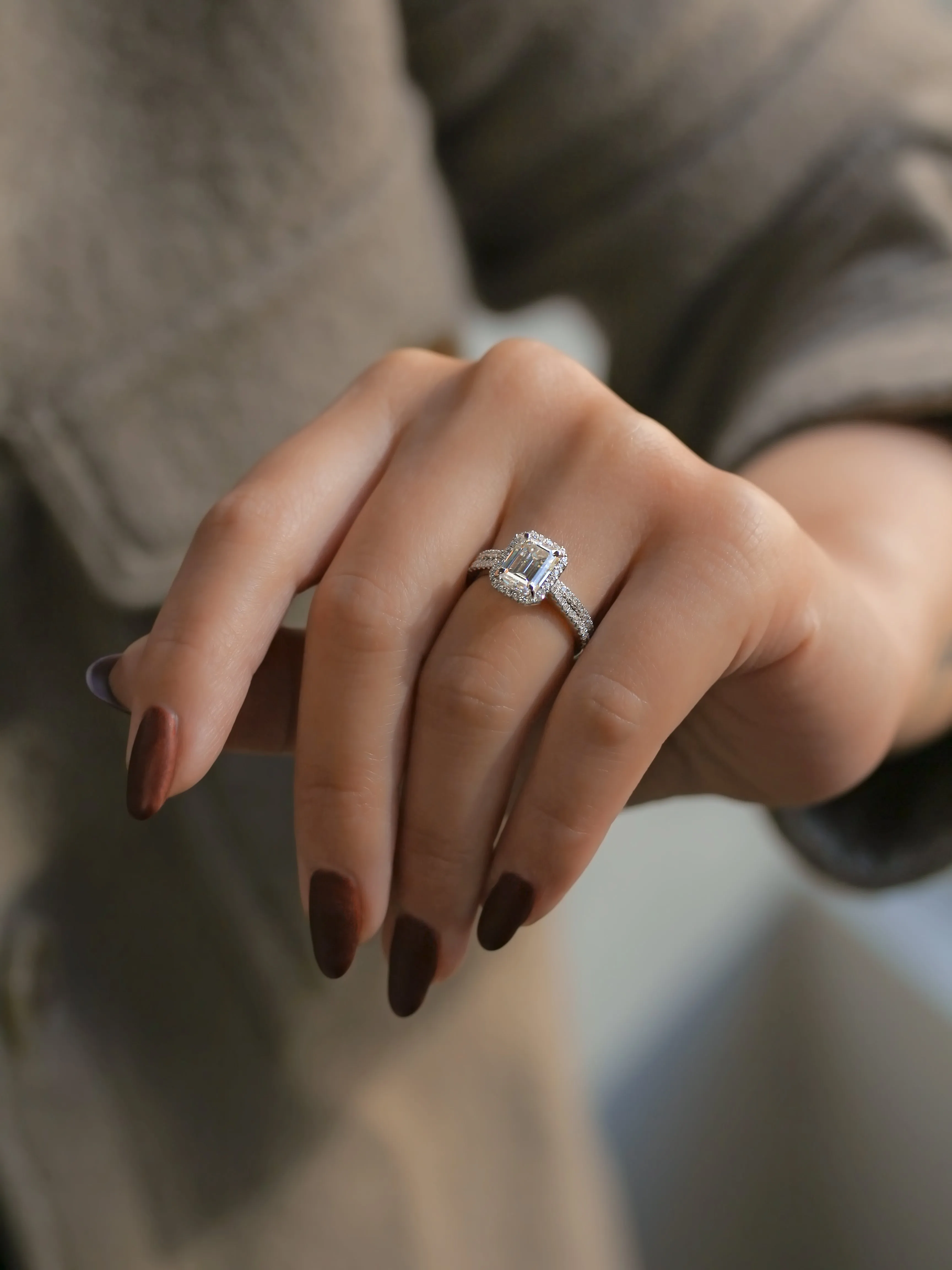 1.75ct Emerald Halo Bridal Set