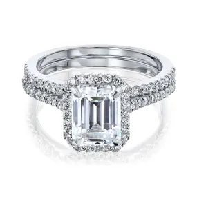 1.75ct Emerald Halo Bridal Set