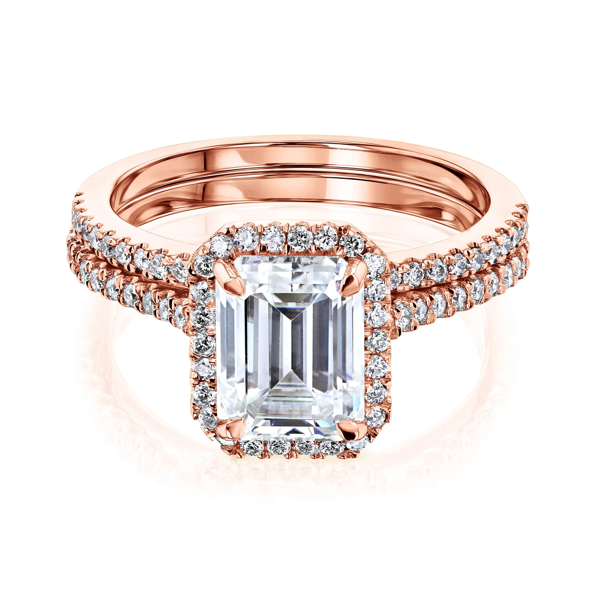 1.75ct Emerald Halo Bridal Set