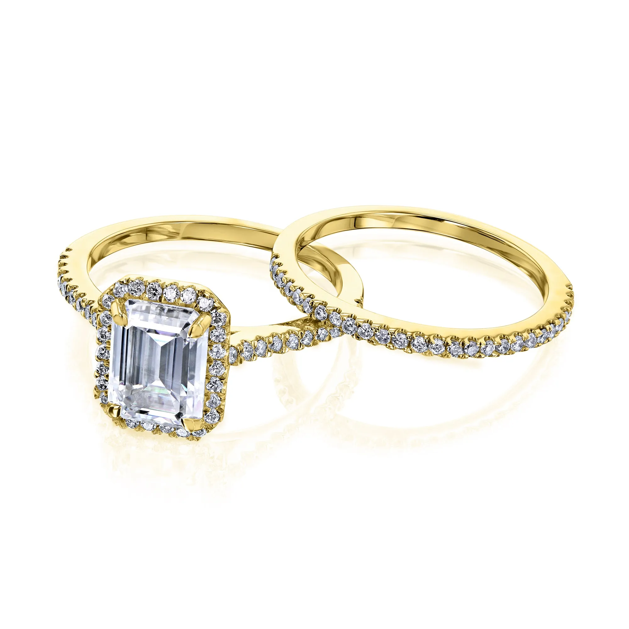 1.75ct Emerald Halo Bridal Set