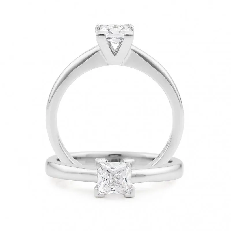 18CT White Gold Diamond Corner Set Solitaire Engagement Ring