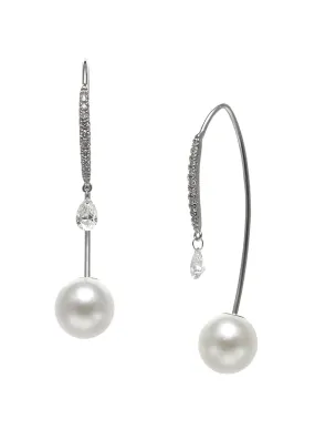 18K 7.5-8mm Akoya Cultured Pearl And Diamond Front To Back Earrings