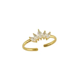 18K Gold Plated Stainless Steel Adjustable Zircon Ring – Delicate Marquise Design