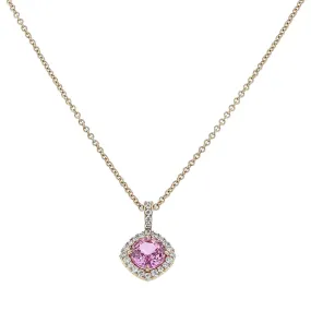 18K Rose Gold Pink Sapphire and Diamond Necklace