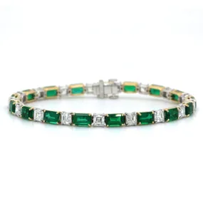 18K Yellow Gold and Platinum Emerald and Diamond Bracelet