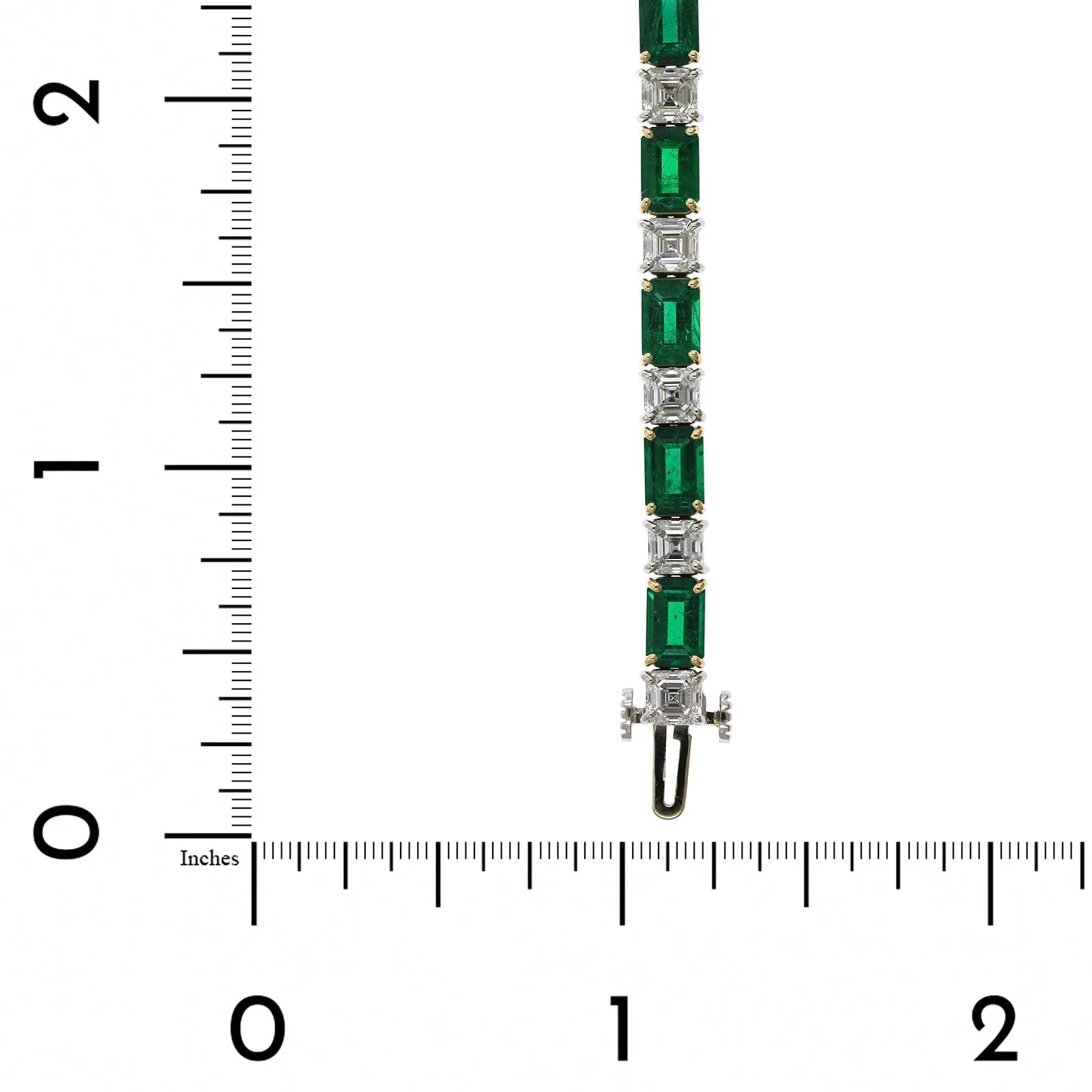 18K Yellow Gold and Platinum Emerald and Diamond Bracelet