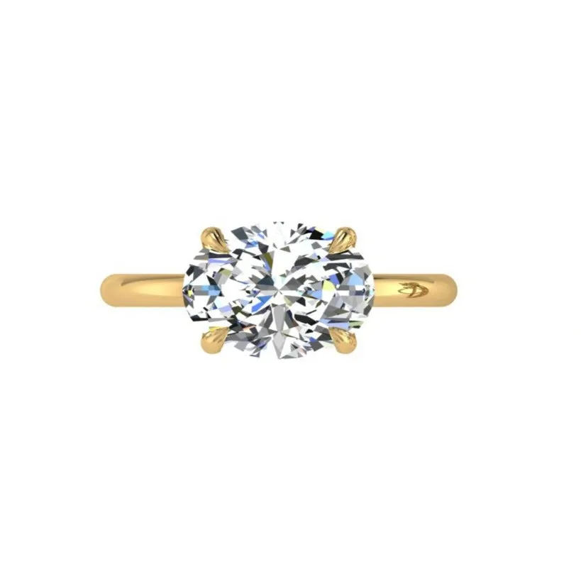 18K Yellow Gold East West Oval Diamond Ring