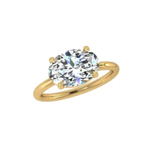 18K Yellow Gold East West Oval Diamond Ring